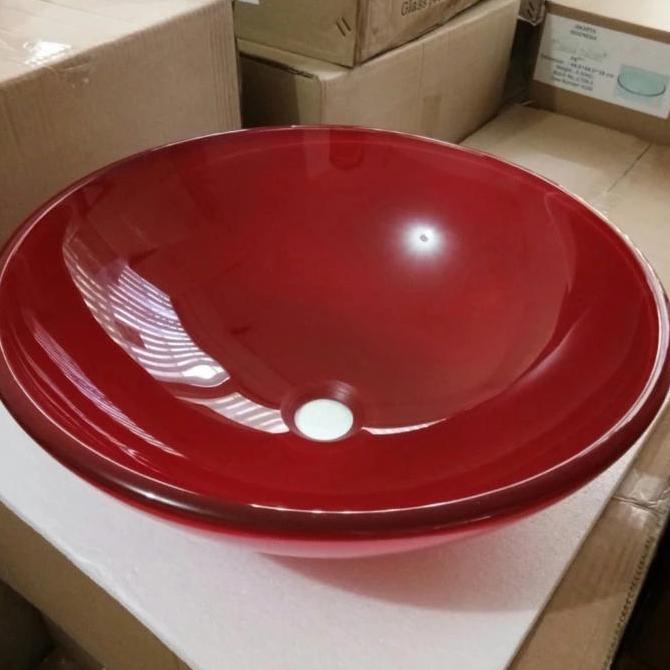 PROMO - wastafel kaca black manik tempered glass