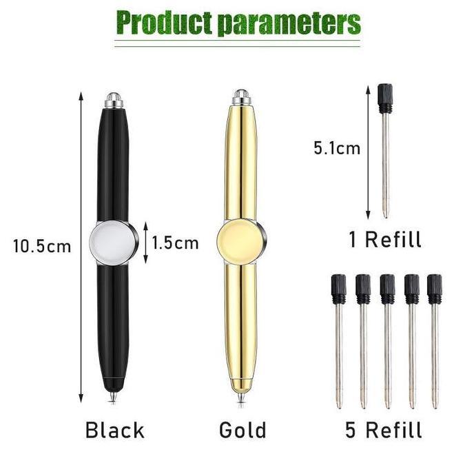 Pulpen Fidget Spinner Dengan Lampu LED Mainan Edukasi Anak Hand Spinner Pen