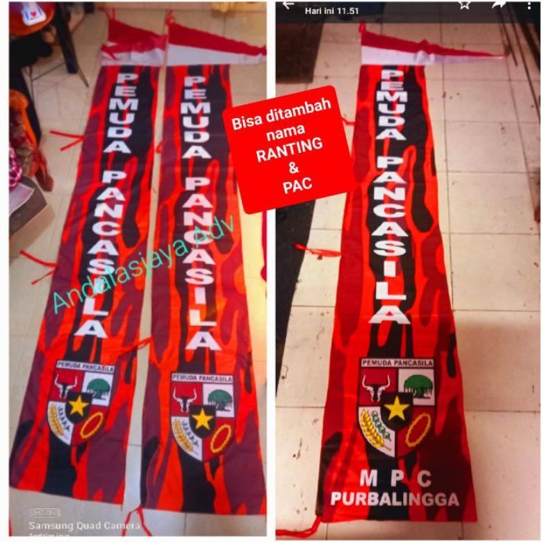 Umbul2 PEMUDA PANCASILA Ukurqn Standar 3mtr X50cm bisa ditambah nama wilayah RANTINNG, PAC. dll