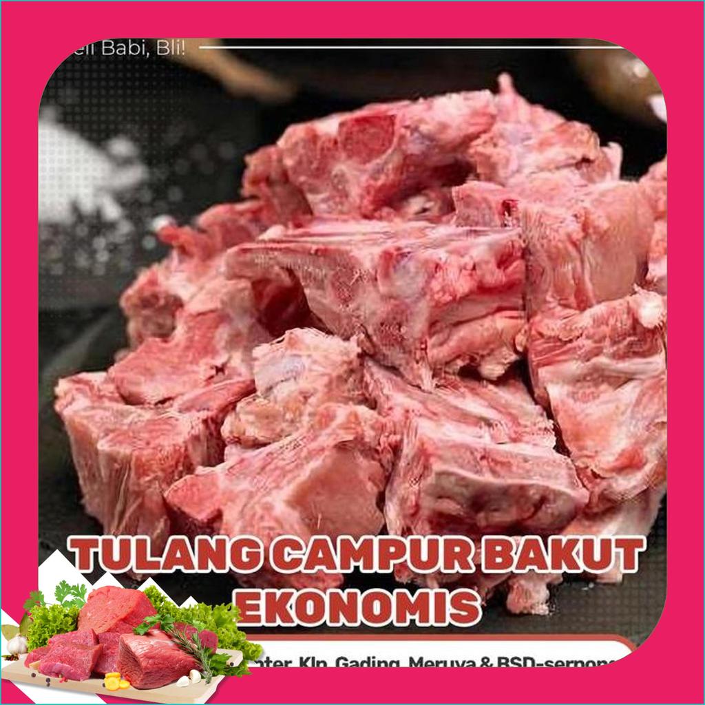 Daging Bakut Babi Bali Potong Ekonomis Tulang Campur Banyak Daging Fresh