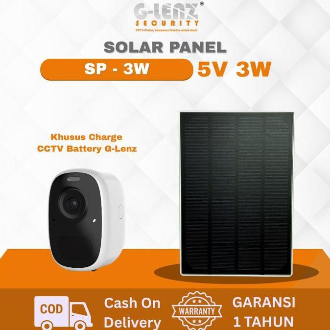 GLENZ Solar Panel CCTV Outdoor 5V 3W | Solar Panel Batre CCTV Outdoor | Panel Surya Pengisi Batre CC