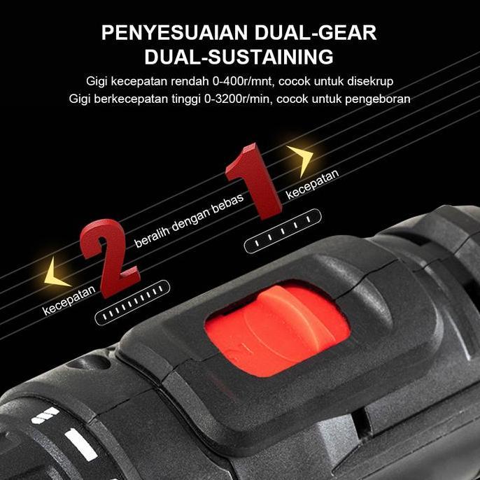 REAIM 399V Bor listrik 2IN1 Bor Baterai Cas Bor Portable Baterai Impact Bor Listrik Set