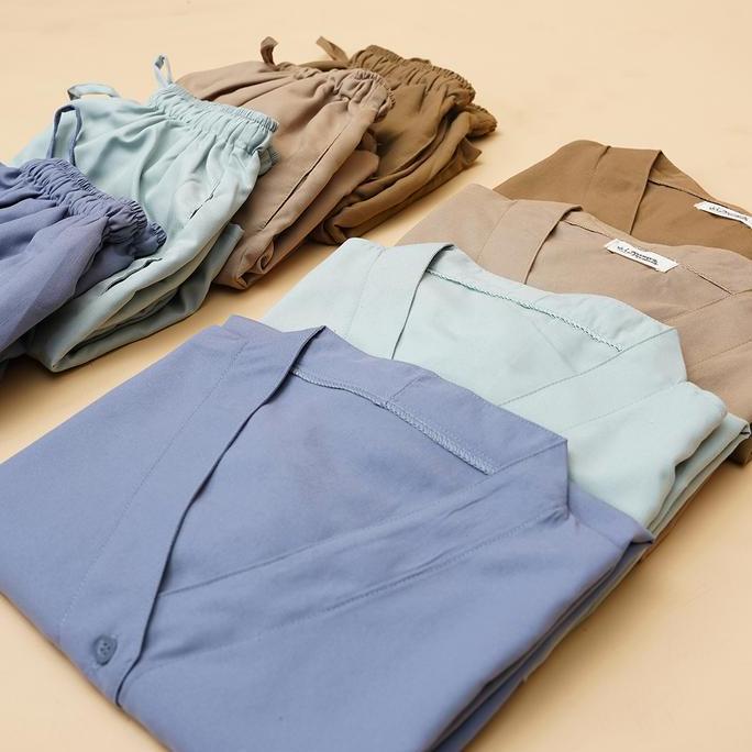 Promo [BEST SELLER] Nyonya Piyama Poly Bamboo Family Set (Neptune Cozy) Baju Dress  Panjang  Dewasa 