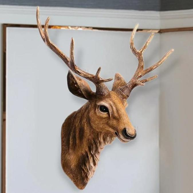 Pajangan Tanduk Kepala Rusa Seperti Asli Gaya Eropa Gantungan Patung Dinding Hadiah [terbaik]