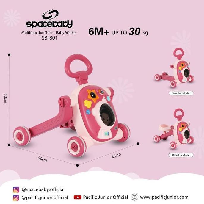 Push Walker Space Baby SB-801 3in1 Baby Walker Belajar Jalan Bayi
