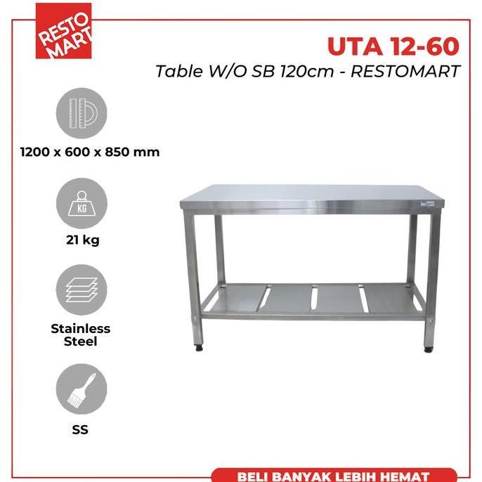 Promo Meja Stainless Serbaguna / Table 12-60 RESTOMART SS (1418002) Diskon