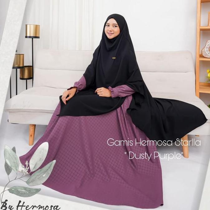 [Gamis hermosa]Gamis hermosa embos motif starladusty ungu-gamis syari busui premium umbrella 4 meter