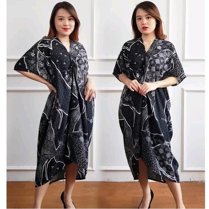 Kaftan Batik Pendek Wanita Dress Pesta Party Kondangan Jumbo Big Size Terlaris