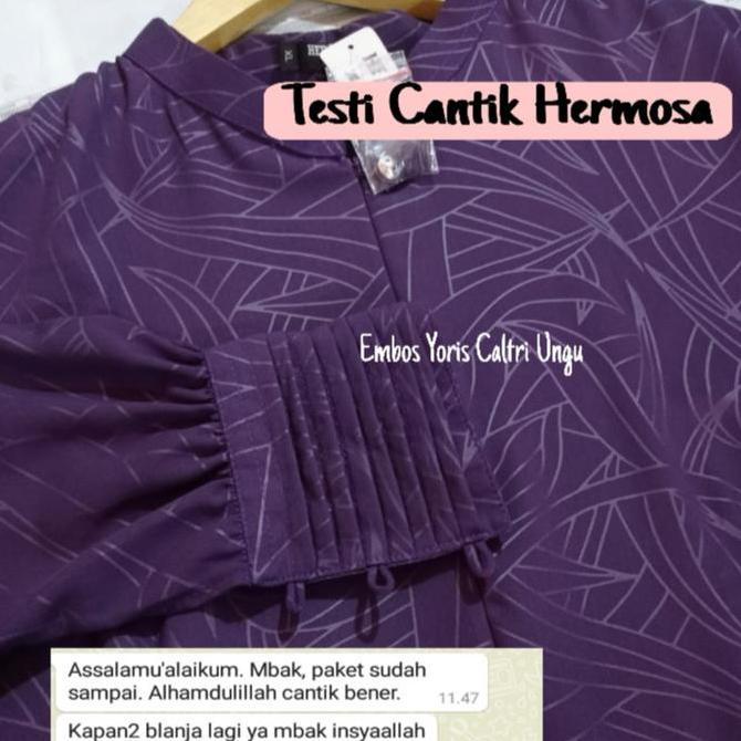 [Gamis Hermosa]Gamis embos hermosa motif abstrak warna UNGU TUA HERMOSA YORIS CALTRI abstrak/GAMIS U