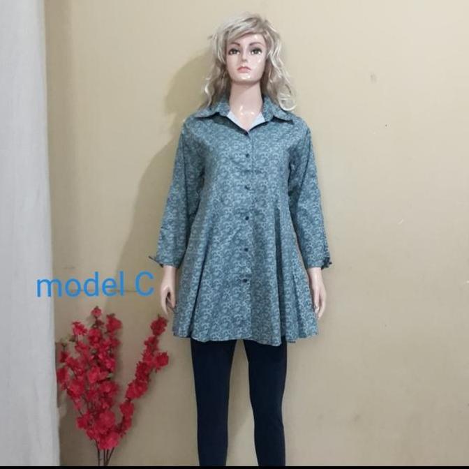 Baju Atasan Blus Tunik stretch Muslim Wanita Import Terlaris