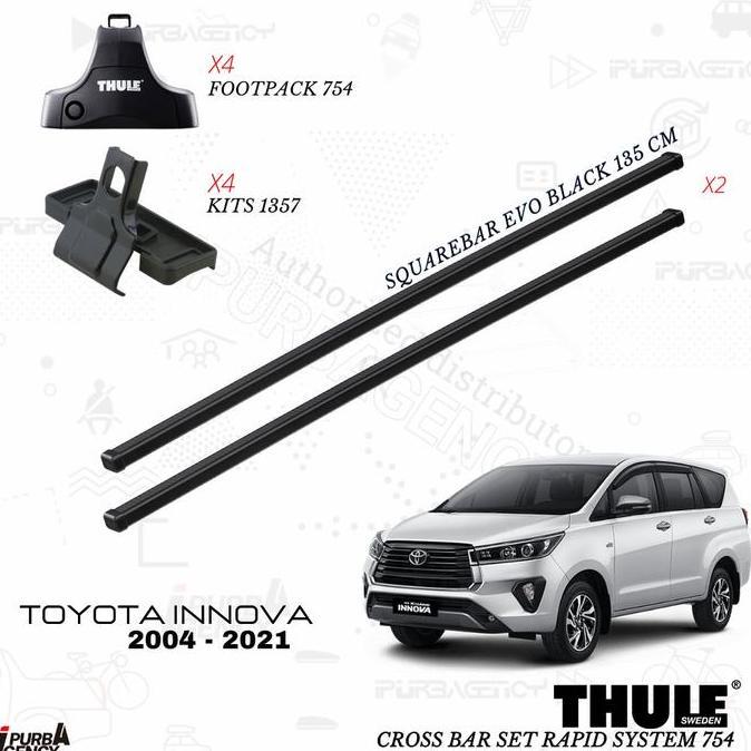 THULE CROSS BAR SET INNOVA SQUARE BAR 762 - RAPID SYSTEM 754 ORIGINAL DAN TERPERCAYA