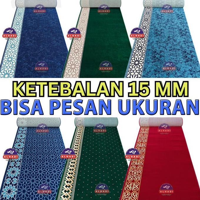 Alhadi Karpet Masjid Imabel Meteran Ukuran 100 X 120Cm Tebal 16Mm Sajadah Mushola Padat Empuk Lembut