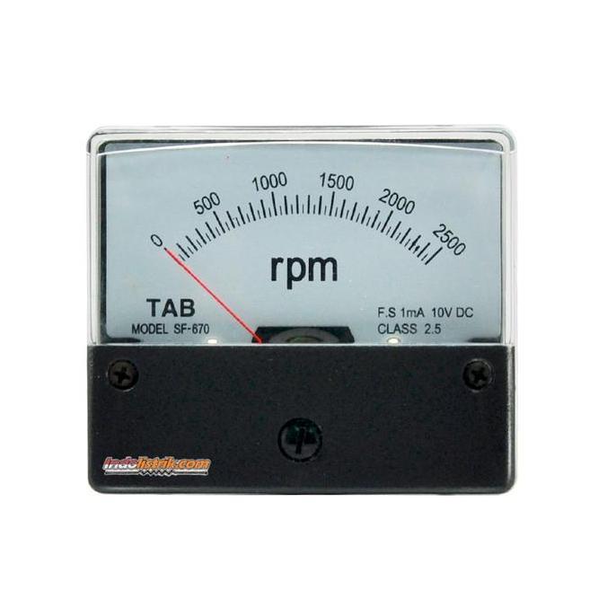 PROMO DISKON - Tachometer / RPM Meter Analog 0 - 2500 RPM- 1mA 10V DC TAB