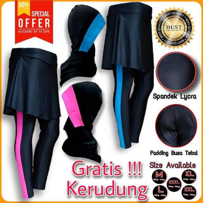 PROMO - FREE HIJAB SPORTS CELANA SEPEDA PADDING STRETCH WANITA SPANDEX LYCRA