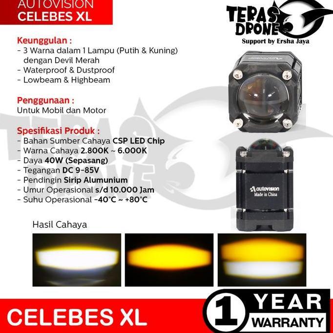 TERBARU - Mini BILED Projector Autovision Celebes 40 Watt - 4 Mode Lampu Biled