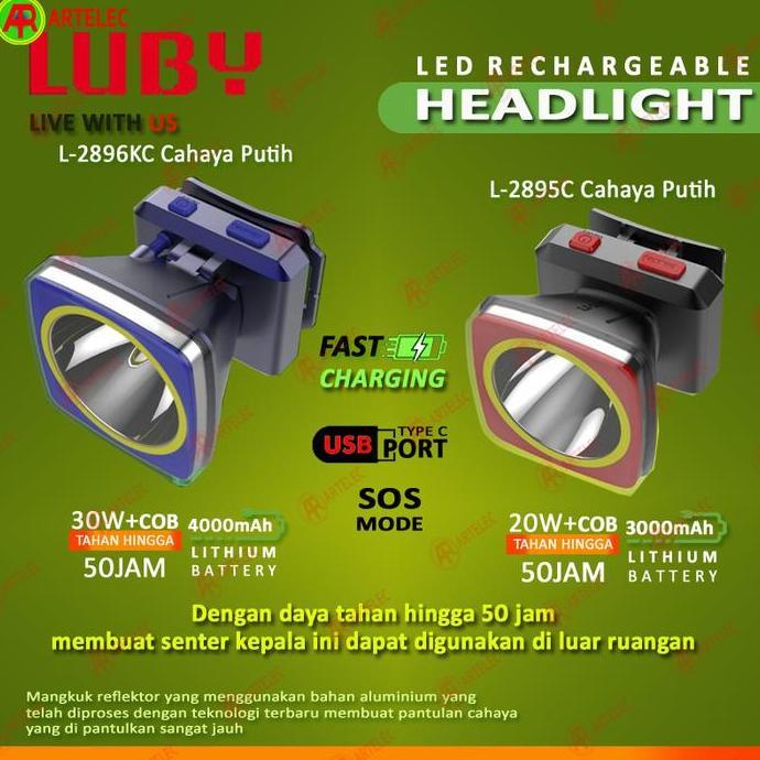 PROMO DISKON - Senter Kepala Luby L-2896-C | L-2895-C senter kepala + COB