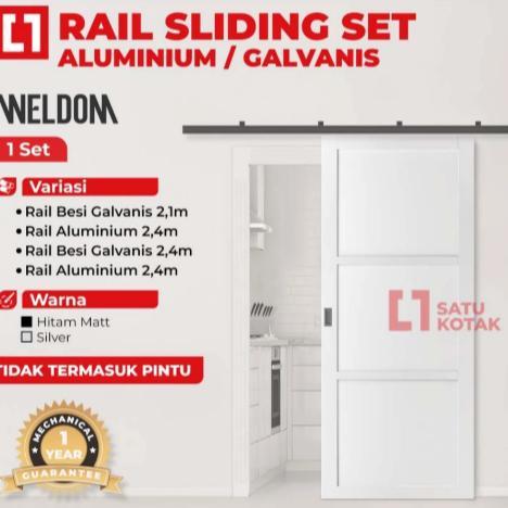 WELDOM Rail Aluminium Sliding Rel Pintu Kayu Alum Geser Gantung 2.1/2.4 Meter