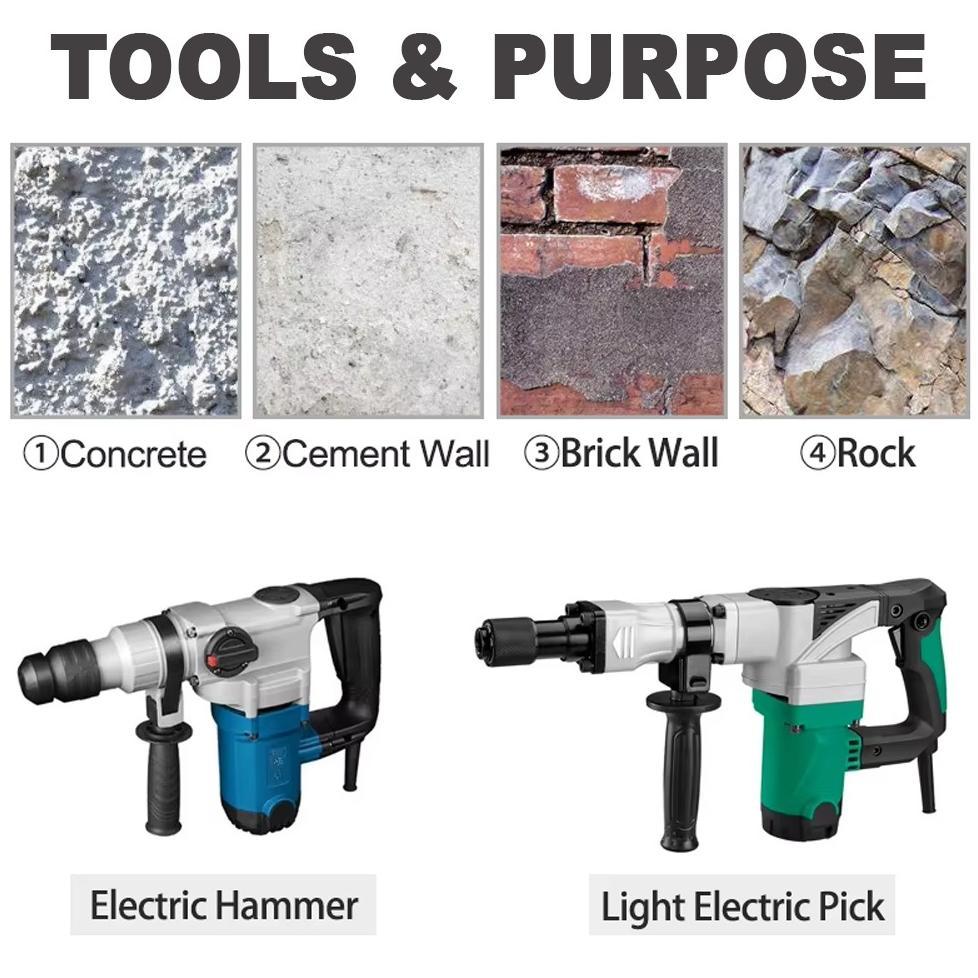 Fausto - Pahat Beton Sds 4Pcs Flat Chisel Bobok Beton Tembok Pahat Sekop Palu Listrik Gagang Bulat U