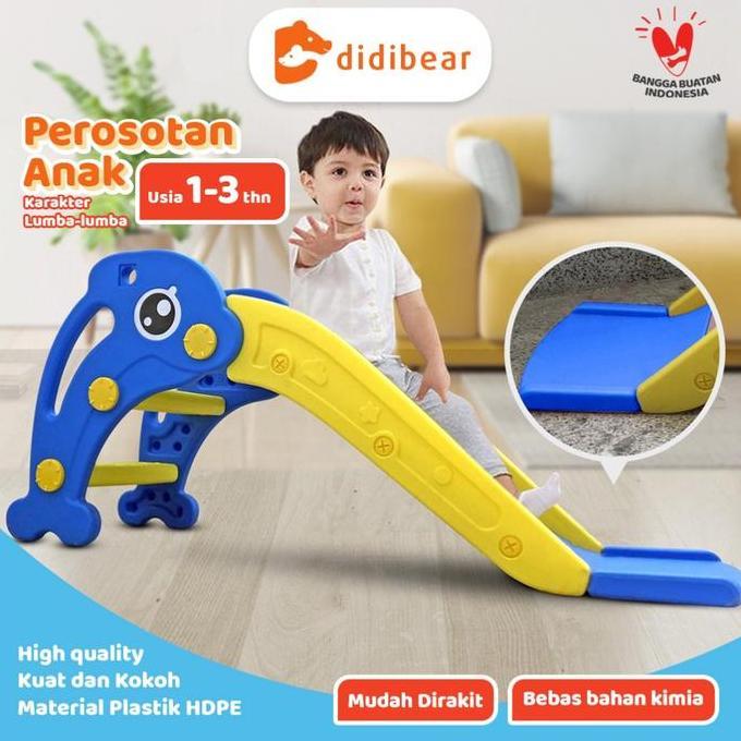 Didibear X MOLION SNI Perosotan Anak Motif Lumba-Lumba Perosotan Anak Seluncuran Anak Free Ring Plas
