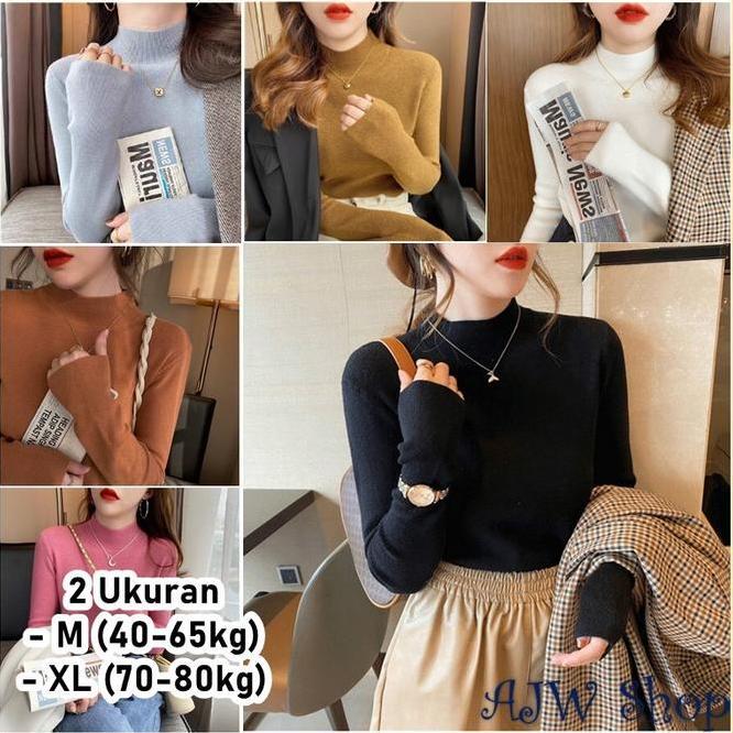 Ajw Tc Atasan Rajut Turtlene Wanita Lengan Panjang Iner Rajut Turtlene Knit Baju Dalaman Turtlene