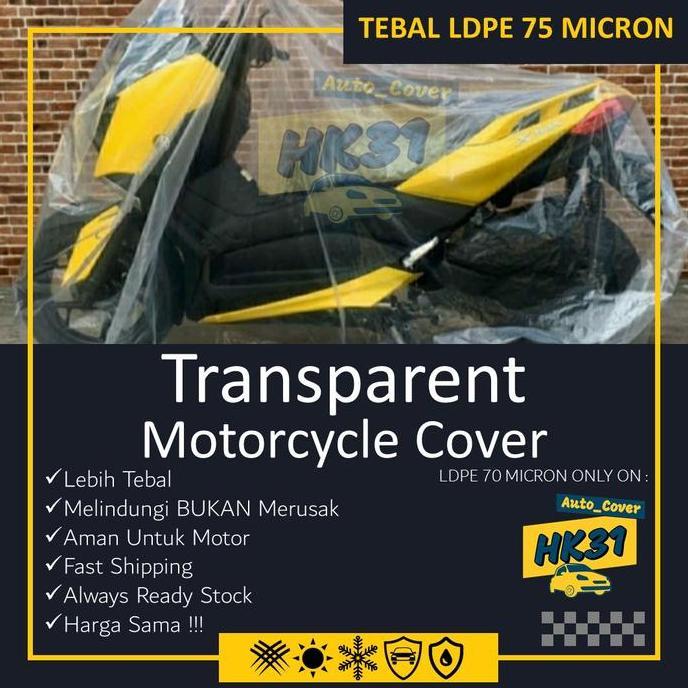 Promo SARUNG MOTOR TRANSPARAN - COVER MOTOR TRANSPARAN PREMIUM TEBAL COD
