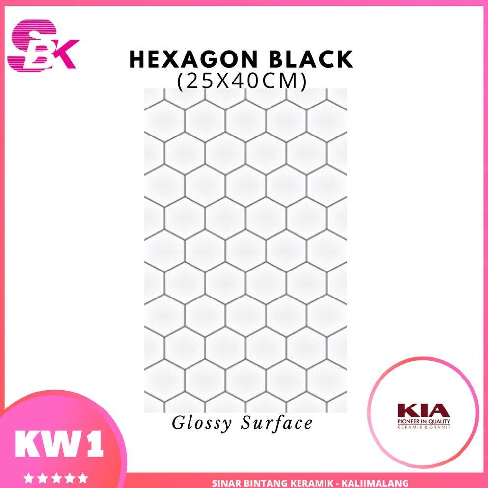Keramik Dinding 25x40 Hexagon Black