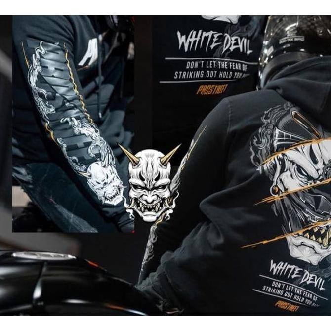 Jaket Hoodie White Devil Guardian Rider