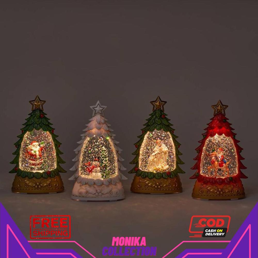 Promo Pajangan Natal Bola Air Snowglobe Lampu Model Pohon Natal Hijau / Kecil Dekorasi Christmas Hom