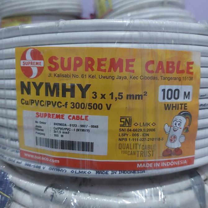BEBAS ONGKIR - kabel nymhy 3x1,5 supreme 100m serabut