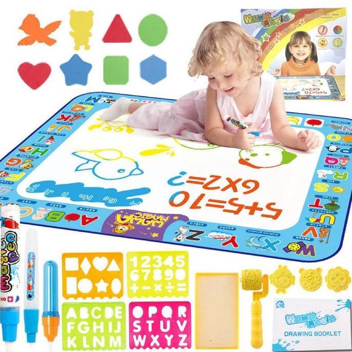 80X60CM Lukisan Air Ajaib Tikar Mewarnai Air Ajaib Selimut Grafiti Warna Menulis Selimut Mainan Pend