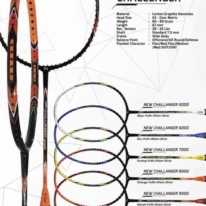 NEW Raket Badminton HIQUA HQ NEW CHALLENGER 5000/6000/7000/8000/9000 ORI