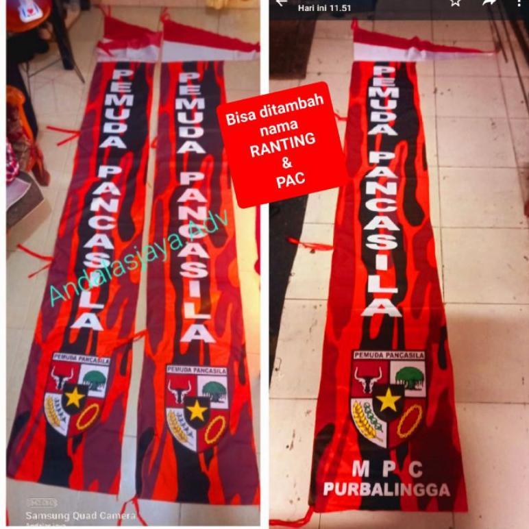 Umbul2 PEMUDA PANCASILA Ukurqn Standar 3mtr X50cm bisa ditambah nama wilayah RANTINNG, PAC. dll