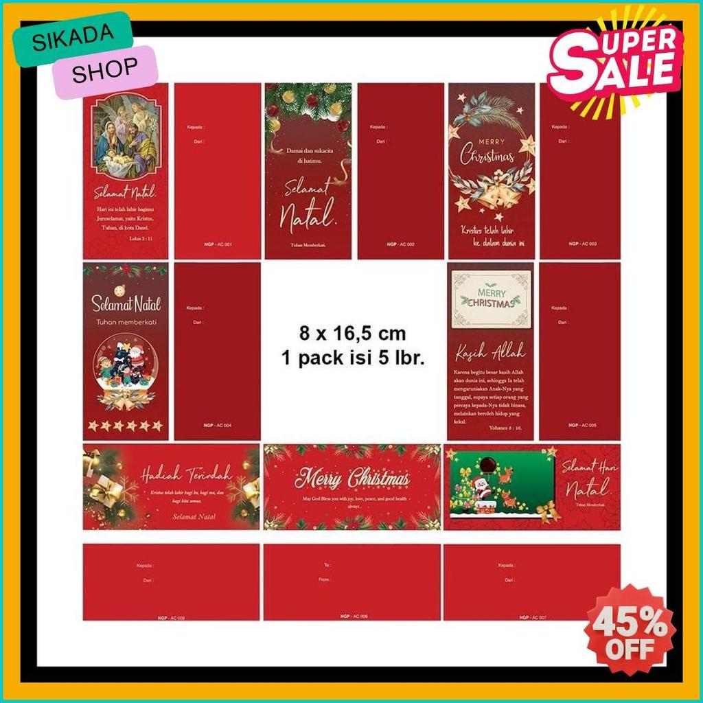 Lagi Diskon Nih Angpao Natal Isi 5 Amplop Natal Merah Motif Natal Murah
