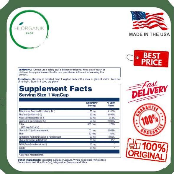 Solaray Vitamin B Complex 50 Mg 50 Veg Caps Original