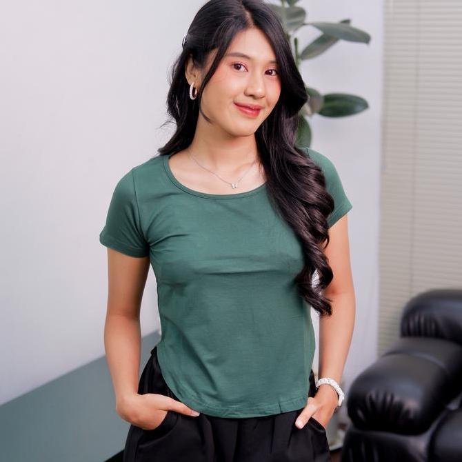 Square Neck Short Sleeve Shirt Blouse / Baju Crop Top Leher Kotak Premium / Baju Wanita Remaja Dewas