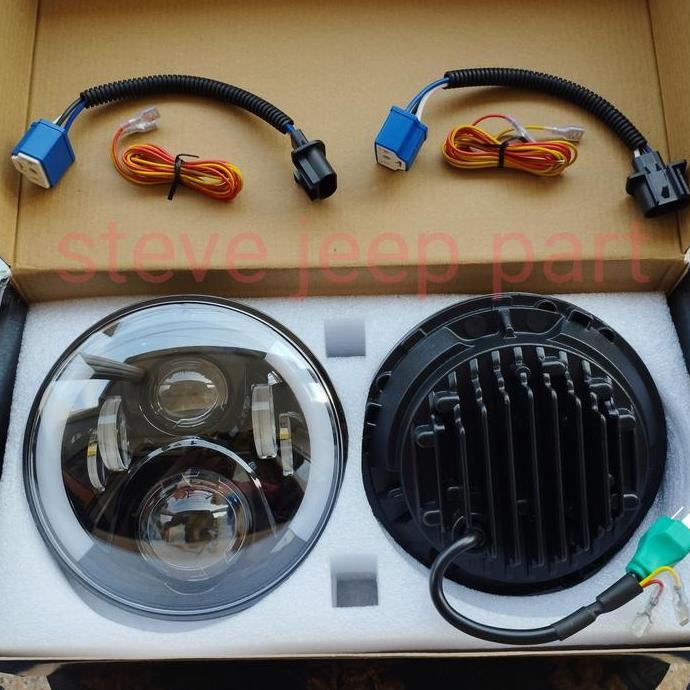 Headlamp lampu besar depan LED 7inch model JW speaker jeep wrangler JK Terlaris
