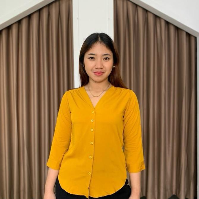 Caremuz Luna Kemeja Cewek/Baju Kerja/Atasa/Top/Kemeja Kekinian/Kemeja Putih Polos Polos Panjang Rayo