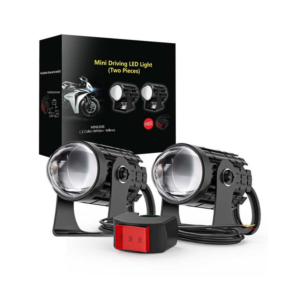 Lampu Tembak Sorot Motor 1 pasang 2 warna BONUS SAKLAR