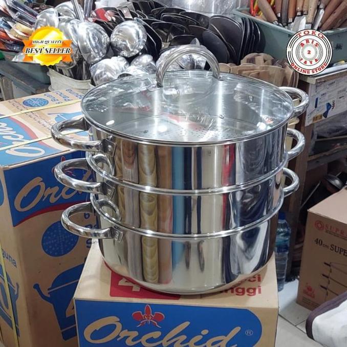 PANCI STEAMER 3 SUSUN SUPRA SUPER 40 CM | KUKUSAN STAINLESS SERBAGUNA