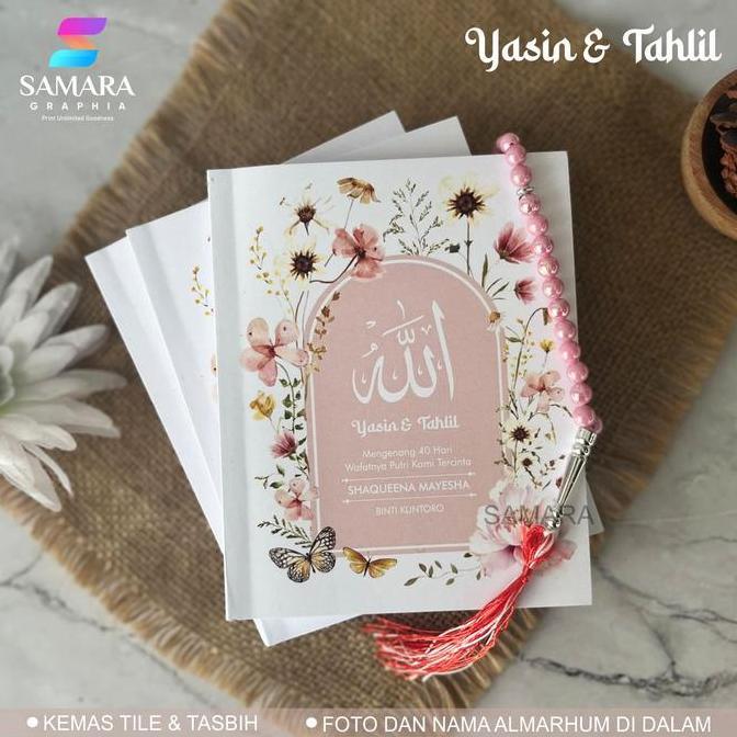 PAKET 10 PCS Buku Yasin dan tahlil custom Souvenir tahlilan lengkap foto almarhum 40 hari 100 1000 h