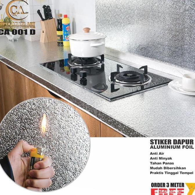 Promo Stiker Meja Lemari Dapur Sticker Aluminium Foil Anti Air Minyak Panas Cod