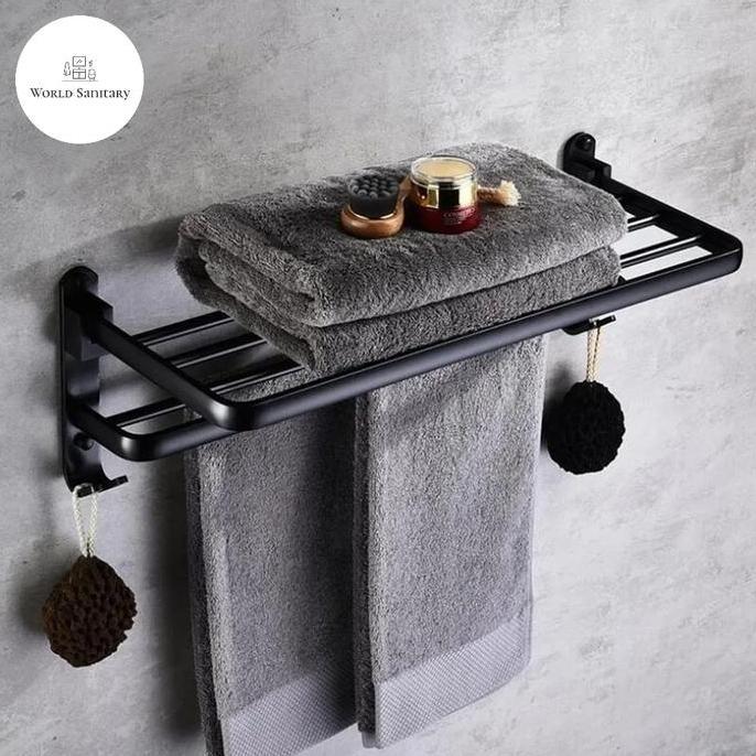 rak handuk kamar mandi model Toto warna hitam