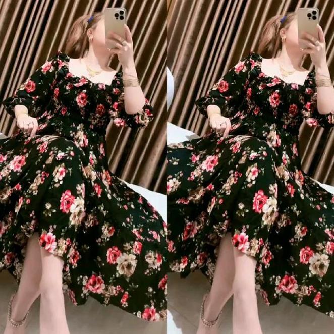 Dress Wanita Semuk Rempel Fifi Katun Rayon Rempel Dada Depan Belakang Baju Casual