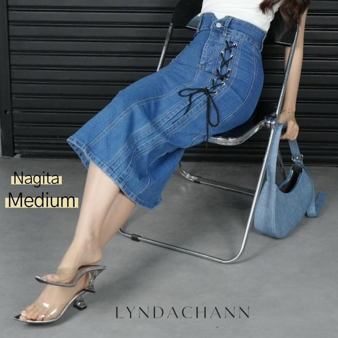 Lyndachann - Nagita Skirt Premium Rok Tali Bawahan Wanita Fit Jeans