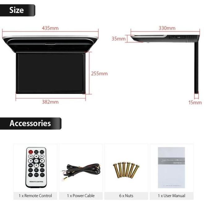 Tv plafon / Roof 15.6" IPS SCREEN FULL HD 1080P. USB, MMC, HDMI Terlaris