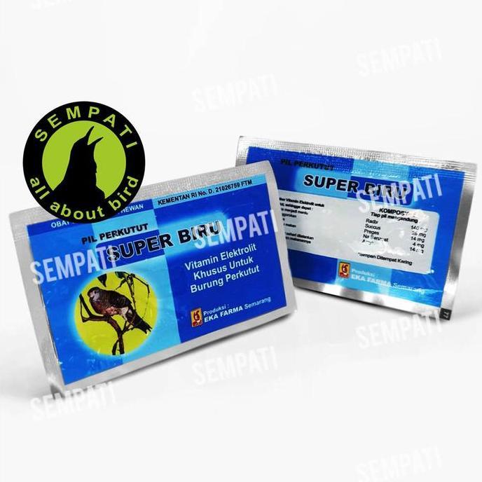 SEMPATI Pil Perkutut Super Biru Eka Farma Super Biru Pil Jamu Burung Perkutut Isi 12 Vitamin Elektro