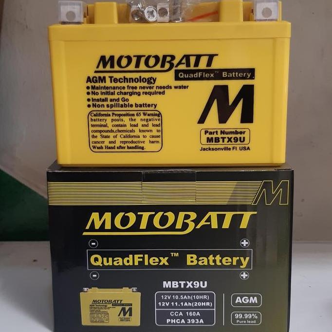 Aki Motor Kawasaki Ninja 250 FI, ER6 Motobatt MBTX9U Aki Kering Terlaris
