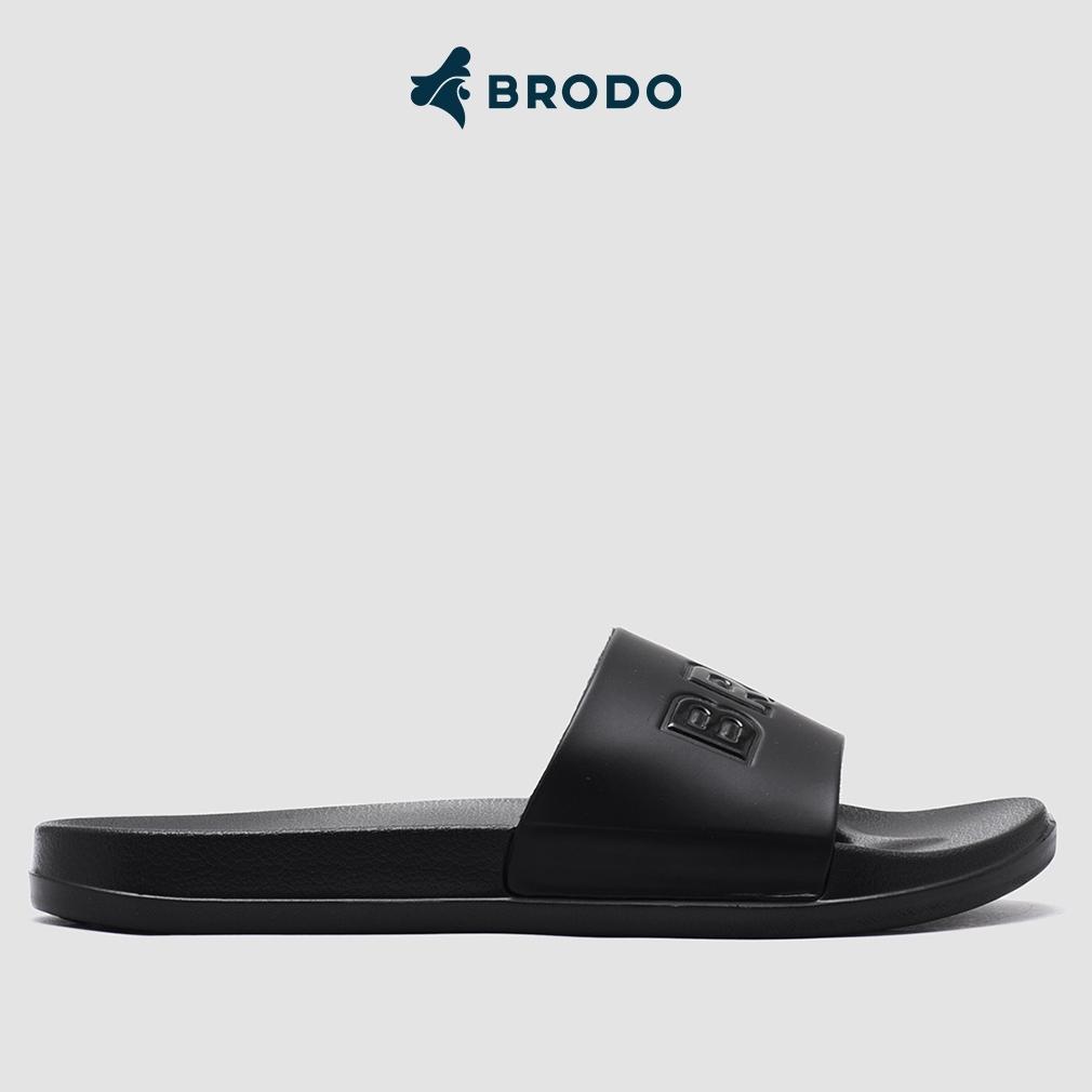 JAZARI.HELMI - BRODO SANDAL BROSLIDES PRIA FULL BLACK CASUAL PREMIUM ORIGINAL
