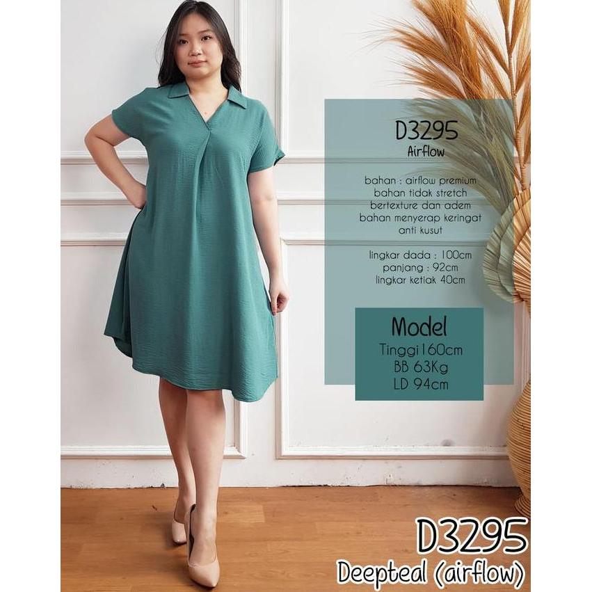 Missol D3295 Dress Polos Casual Lengan Pendek Airflow Panjang Midi