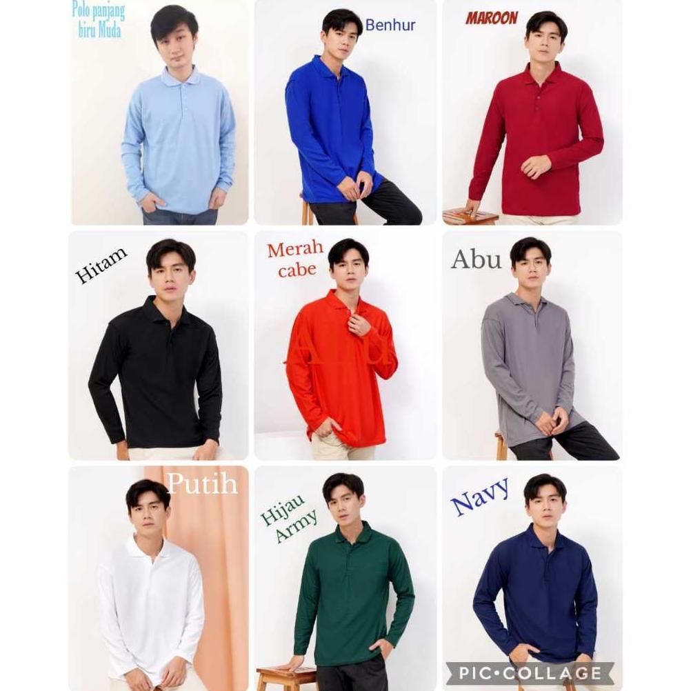 Kerah panjang / Kaos polo polos panjang / Kaos kerah pria lengan panjang / WINSTAR POLOS /KAOS KERAH